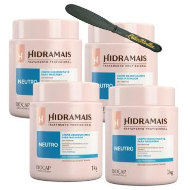 Imagem de 4UN Creme Para Massagem Neutro 1KG Hidramais + Espátula