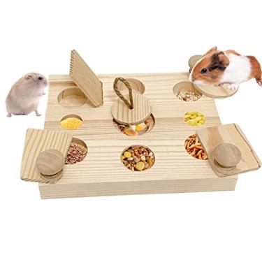 Imagem de MUYG Brinquedos de madeira para hamster, brinquedo de forrageamento de enriquecimento, porquinho-da-índia, petiscos, quebra-cabeça, snuffle, animais pequenos, brinquedos de mastigar para chinchila,