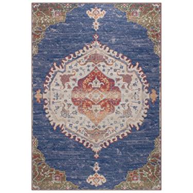Imagem de GLN Rugs Tapete de área lavável à máquina para sala de estar, quarto, banheiro, cozinha, decoração de casa vintage persa impressa, tapete decorativo de piso (vermelho/marinho, 3' x 1,78 m)