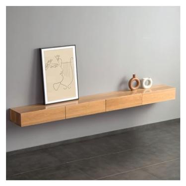 Imagem de Armário de TV montado na parede 70,8/78,7/86,6 polegadas Centro de entretenimento de madeira com armazenamento para televisões, suporte de TV com gaveta e 2 armários de armazenamento para sala de