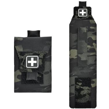 Imagem de sozothy Mini bolsa IFAK Micro Trauma | Organizador compacto de primeiros socorros EDC vazio com clipe tático MOLLE | Bolsa portátil para parar sangramento para equipamentos médicos e kits de