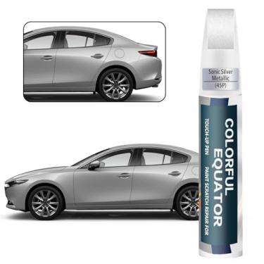 Imagem de Tinta de retoque metálica prata sônica 45P para Mazda, caneta de pintura de carro, reparo de arranhões, tinta de retoque dois em um, removedor de arranhões de carro premium para arranhões profundos