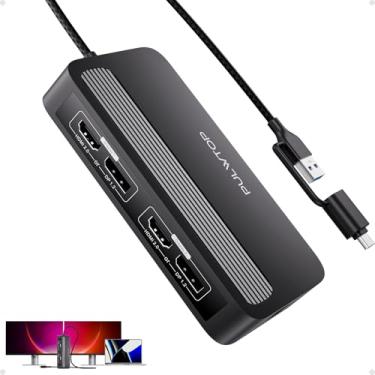 Imagem de PULWTOP Estação de ancoragem USB C Dual DisplayLink, tela dupla 4K a 60Hz, para MacBook M1/M2/M3/Windows, DisplayPort ou HDMI, 2 USB A, Preto