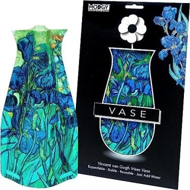 Imagem de MODGY Vaso de flores expansível, vasos modernos decorativos de plástico para centro de mesa, decoração de mesa de jantar, sala de estar, banheiro, casamento, escritório, íris de Van Gogh