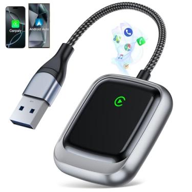 Imagem de Guowo Adaptador Carplay sem Fio e Android Auto sem Fio 2 em 1, Converte Dongle Carplay com Fio para Sem Fio, Plug & Play, Compatível com iPhone iOS 10+ / Android 11+