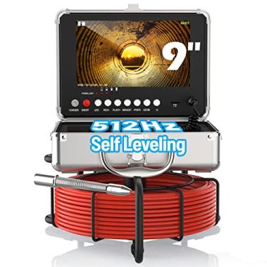 Imagem de anysun Câmera de Esgoto Autonivelante com Transmissor de Sonda de 512 Hz, Câmera de Inspeção de Tubo de 100 Pés com Monitor Ips 1080P Hd 9 '', Câmera de Drenagem À Prova D'Água Ip68 com Gravador Dvr E