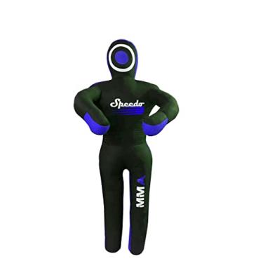 Imagem de MMA – Saco de pancadas para jiu-jitsu brasileiro para luta livre de autodefesa, judô, karatê, boxe, posição em pé - não preenchido (preto e azul, 1,8 m)
