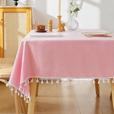 Imagem de Toalha De Mesa De Linho De Algodão Impermeável, Design Simples E Simples, À Prova De Óleo E Durável Para Jantar, Cozinha, Piqueniques Ao Ar Livre E Festas(Pink,120 * 120cm/47 * 47in)