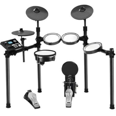 Imagem de Kit De Bateria Eletrônica Profissional, Kit De Bateria Eletrônica Com 447 Sons, Pratos De Caixa De Zona Dupla Com Torre De Chute De Estrangulamento bateria eletrônica para iniciantes