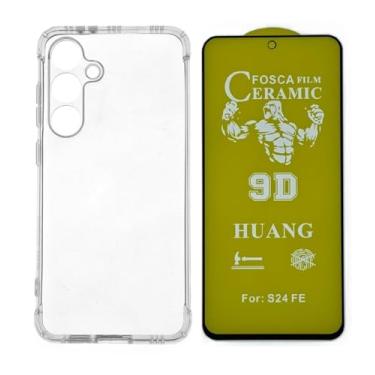 Imagem de Capa Capinha Anti Impacto + Película de Ceramica Fosca 9D, silicone transparente clear com bordas reforçadas e flexível com efeito cristal. Compátivel com Samsung Galaxy S24 FE