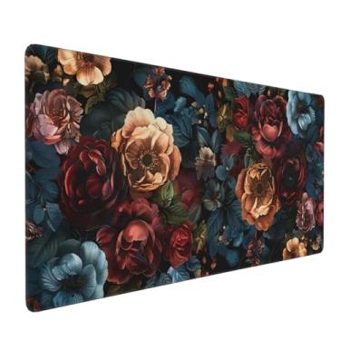 Imagem de 90 x 40 cm, 2GG, tapete de mouse grande para mesa, teclado estendido para computador, escritório, mouse pad grande para laptop, PC para jogos - flores rosas chiques vintage