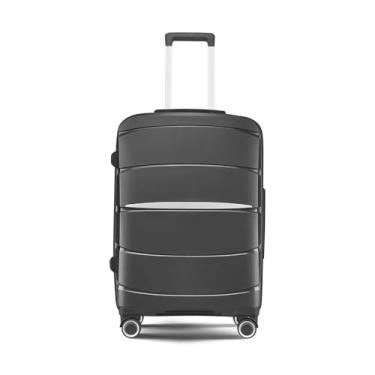 Imagem de Mala de viagem resistente Hardside, rodas giratórias silenciosas 360, trava expansível TSA bagagem de transporte/despachada, alça de alumínio, Cinza, Carry-On 20-Inch, Bagagem expansível com rodas