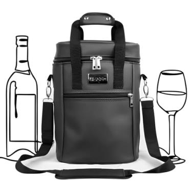 Imagem de Bolsa Porta Vinho Wine Bag Térmica e Impermeável Para Bebidas 4 Garrafas Taças Com Alça Premium