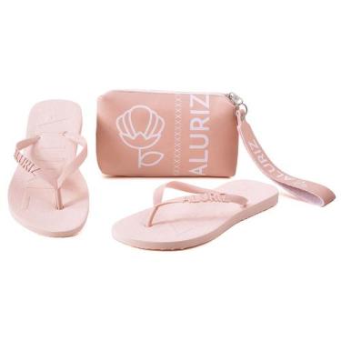 Imagem de Kit Chinelo e Bolsa de Mão Necessaire Aluriz, Nude, 33/34