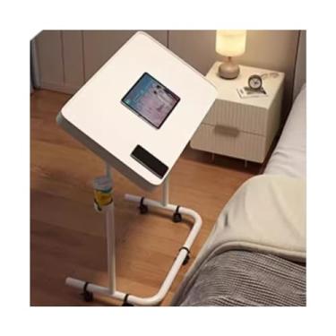 Imagem de LICONG-2020 Mesa de computador móvel, cabeceira, mesa de computador, casa, quarto, simples, escritório, mesa pequena, sofá, borda dobrável, mesa de estudo, mesa de estudo móvel com rodas