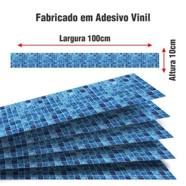 Imagem de Kit 20 Adesivo Piscina Azulejo Fundo Dagua Azul 100x10cm - Resitank