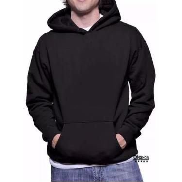 Imagem de Moletom Liso Masculino E Feminino Blusa De Frio Canguru Preto - Magic,