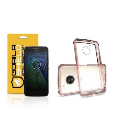 Imagem de Kit Capa case capinha Ultra Slim Air Rosa e Película de vidro dupla para Motorola Moto G5 Plus - Gorila Shield
