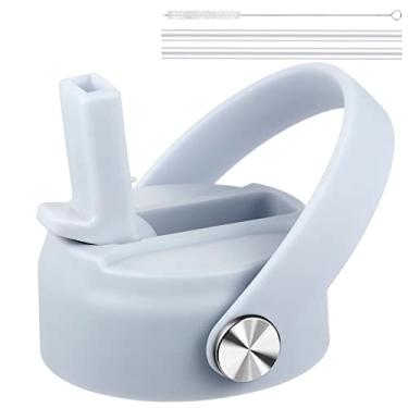 Imagem de Tampa de canudo para Hydroflask, tampas com canudo compatíveis com Hydro Flask de boca larga 32 garrafa de água de 1,134 g, tampa de canudo para substituição de tampa Hydroflask, tampa flip com alça