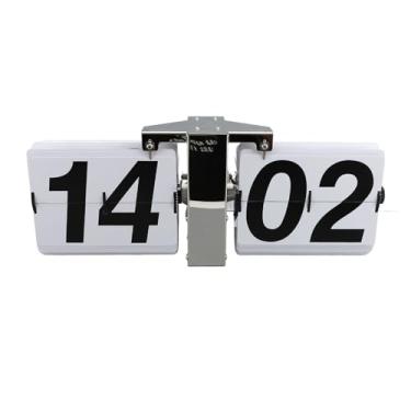 Imagem de Relógio de Mesa Mecânica Grande Números Grandes Relógios de Mesa de Mesa Vintage Retro Automáticos, Relógio Digital do Relógio de Grande Número de Relógio (Páginas brancas de aço