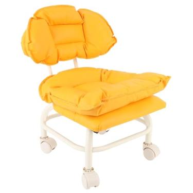 Imagem de Dista -rolante Ergonômico Com Suporte Nas Costas, Cadeira de Fezes de Rolagem Curta Giratória PU Com Rodas Giratórias de 360 ​​graus para Uso Em Casa, Escritório e Salão