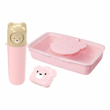 Imagem de Conj Ludico Infantil Porta Lenços Umedecidos Saboneteira Ursinho Estojo Multiuso (Ursa)