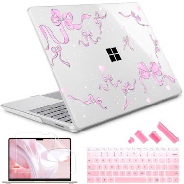 Imagem de May Chen Para laptop Microsoft Surface 3/4/5 de 13,5 polegadas com modelos de descanso de palma de metal: 1951/1868, capa rígida com protetor de tela com capa de teclado e plugue de poeira, laço