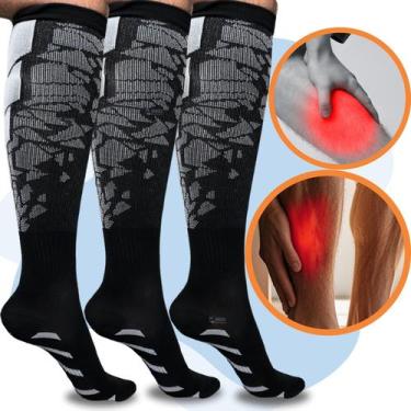 Imagem de Kit 3 Pares Meia De Compressão ¾ para Ciclismo, Corrida E Caminhadas  