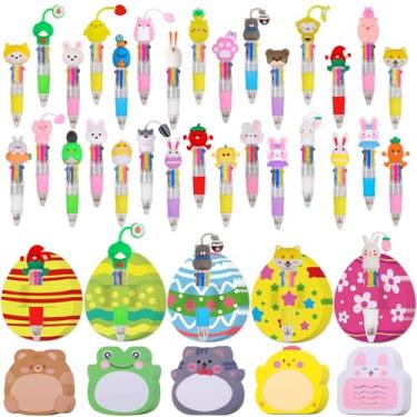 Imagem de 30 mini canetas multicoloridas de Páscoa em uma linda caneta 4 em 1 a granel com 30 cartões para crianças, presentes divertidos, canetas esferográficas Kawaii sortidas para aniversários e festas