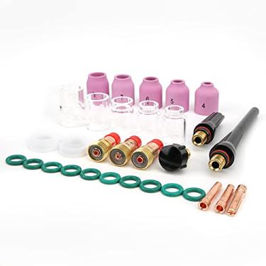 Imagem de 31pcs Tig Solding Tocha Peças, Corpo de Lente de Lente de Gás de Cerâmica de Gira de Vidro de, Com Tamanhos de Soldagem para Soldagem (31pcs)