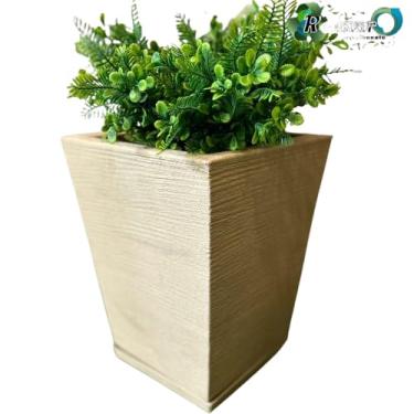 Imagem de Vaso De Planta Coluna Quadrada Com Prato P (bege)
