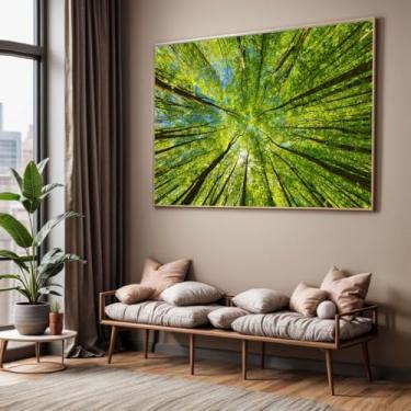 Imagem de Quadro com Moldura Sala Quarto 90x60 Arvores Floresta Arte Moderna Decorativo Horizontal Grande Hall