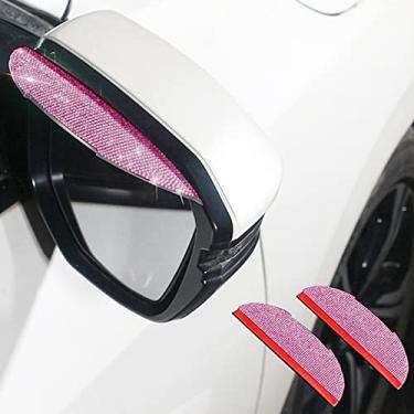Imagem de MINGZAIQIPEI Espelho retrovisor para carro sobrancelhas de chuva, 2 peças Bling Bling Bling Retrovisor visor de chuva protetor anti-reflexo espelho capa bloqueador de sombra de chuva acessórios de espelho lateral para carro (rosa)