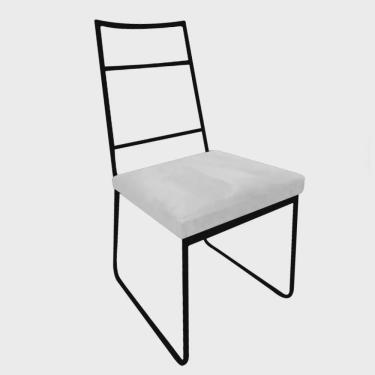 Imagem de Cadeira Sala de Jantar Escritório Office Stark Industrial Ferro Preto Corino Branco - Ahz Móveis