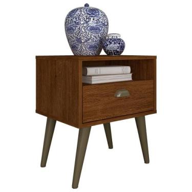 Imagem de Kit 2 Mesas De Cabeceira Kiev Pé Palito 1 Gaveta E Nicho Freijó - M.a 