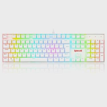 Imagem de Teclado Usb Gamer Mecanico Mitra Branco rgb pt/br ABNT2 K551W-RGB-PT-RED Redragon
