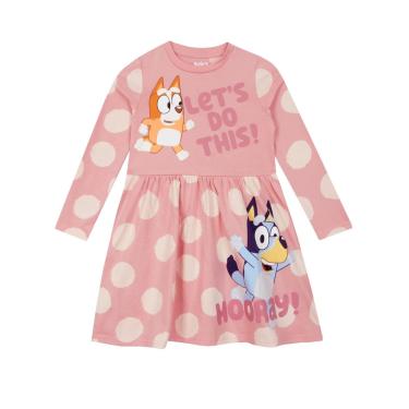 Imagem de Vestido Bluey Winter para meninas rosa 2T com estampa Bluey e Bingo