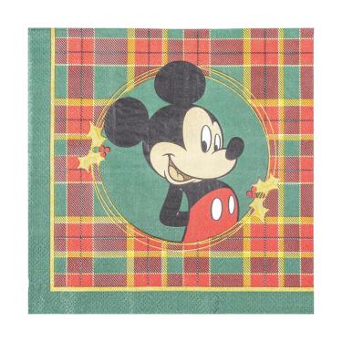 Imagem de Guardanapo natalino de papel mickey xadrez vermelho E verde