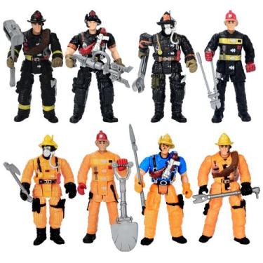 Imagem de Bonecos de ação HAPTIME Firefighter 4 polegadas 8 peças +3 anos