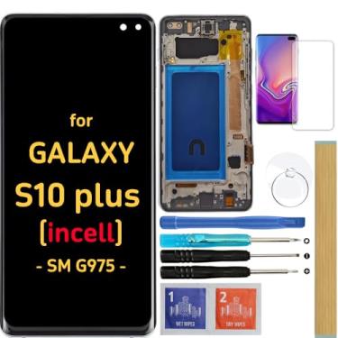 Imagem de Substituição de tela LCD sensível ao toque digitalizador para Samsung Galaxy S10 Plus G975 G975U G975W G 975F/DS 6,4 polegadas (tipo de célula com preto meia-noite)