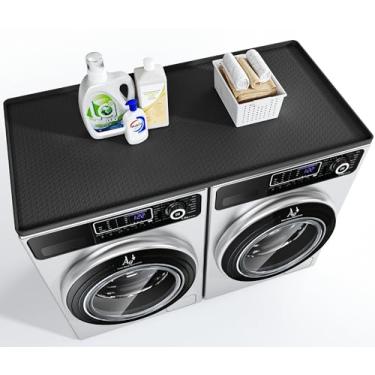 Imagem de Bancada para lavadora e secadora, 137 x 69,8 cm, capas grandes para lavadora e secadora para a parte superior, tapete protetor de silicone antiderrapante à prova d'água, para lavadora e secadora para