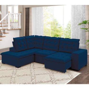 Imagem de Sofá Canto Retrátil e Reclinável Belluno Tamanho 310cm X 220cm Azul