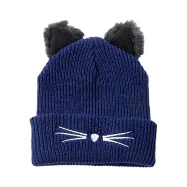 Imagem de Gorro feminino com orelha de gato fofo, chapéus quentes de inverno par