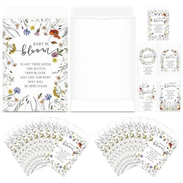 Imagem de Fumete Pacote de sementes para bebês em flor, 50 peças de lembrancinhas para chá de bebê, flores silvestres, envelopes autoadesivos, mini organizador para jardim, escritório, lembrancinhas de festa