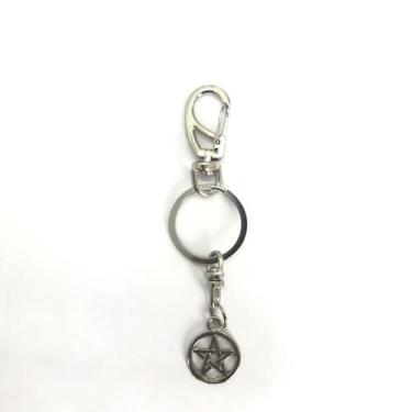 Imagem de Chaveiro Pentagrama pequeno 13 cm metal Níquel - Lua Mística - 100% Or