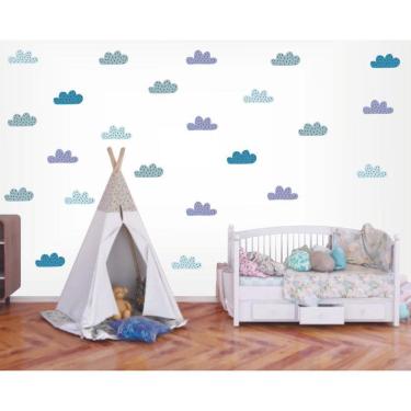 Imagem de Adesivo Decorativo De Parede Infantil Nuvens Candy Color