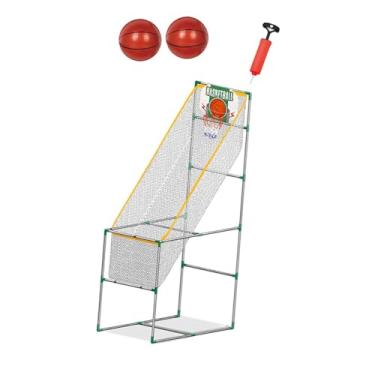 Imagem de menolana Crianças de jogo de basquete de arcade define brinquedos esportivos removíveis argola único com baile meninos garotas durabilidade e fácil assembly, com 2 Bola, 1.39m