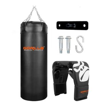 Imagem de Kit Completo Boxe Saco De Pancada Profissional 70 cm + Luva Bate saco Pro + Suporte Teto Gorilla