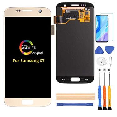 Imagem de A-MIND Substituição de tela para Samsung Galaxy S7 G930 (não para S7 Edge) kits de reparo de montagem de tela LCD digitalizador sensível ao toque de 13.0 cm, com protetor de tela + ferramentas (ouro