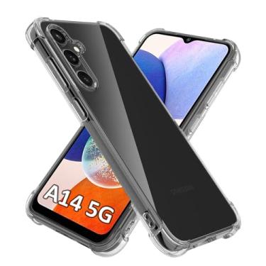 Imagem de USTIYA Capa para Samsung Galaxy A14 5G Uso Resistente, Bumper Absorção Choques em TPU Transparente Protector Câmera Espessamento nas Quatro Pontas da Carcasa